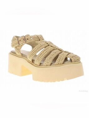 COCONUTS BY MATISSE Natural Beige Woven Platform Sandal
